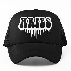 🆕ARIES Drip Zodiac Black Foam Trucker Hat Mesh Snapback Cap